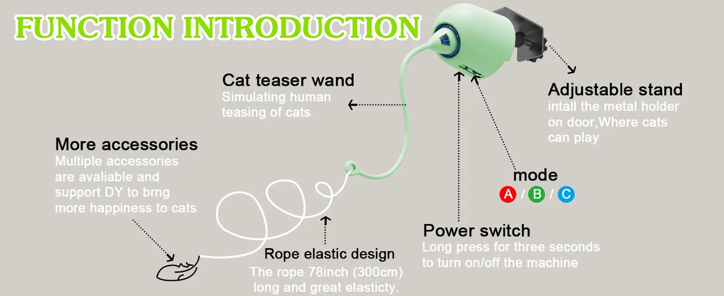 Interactive Cat Feather Toys, Hanging Electric Cat Toys for Indoor Cats,  Cat Teaser Toy, Kitten Toys, Automatic Cat Toy