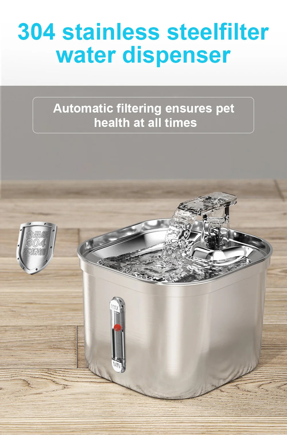 Cats Water Fountain Stainless Steel Auto Running Cat Water Drinker With Filter Motion Sensor Transparent Pets Drinking Dispenser