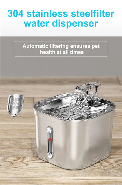 Cats Water Fountain çelik inox Pijanec automatik për mace me ujë me sensor lëvizjeje filtri Shpërndarës transparent për pije për kafshët shtëpiake