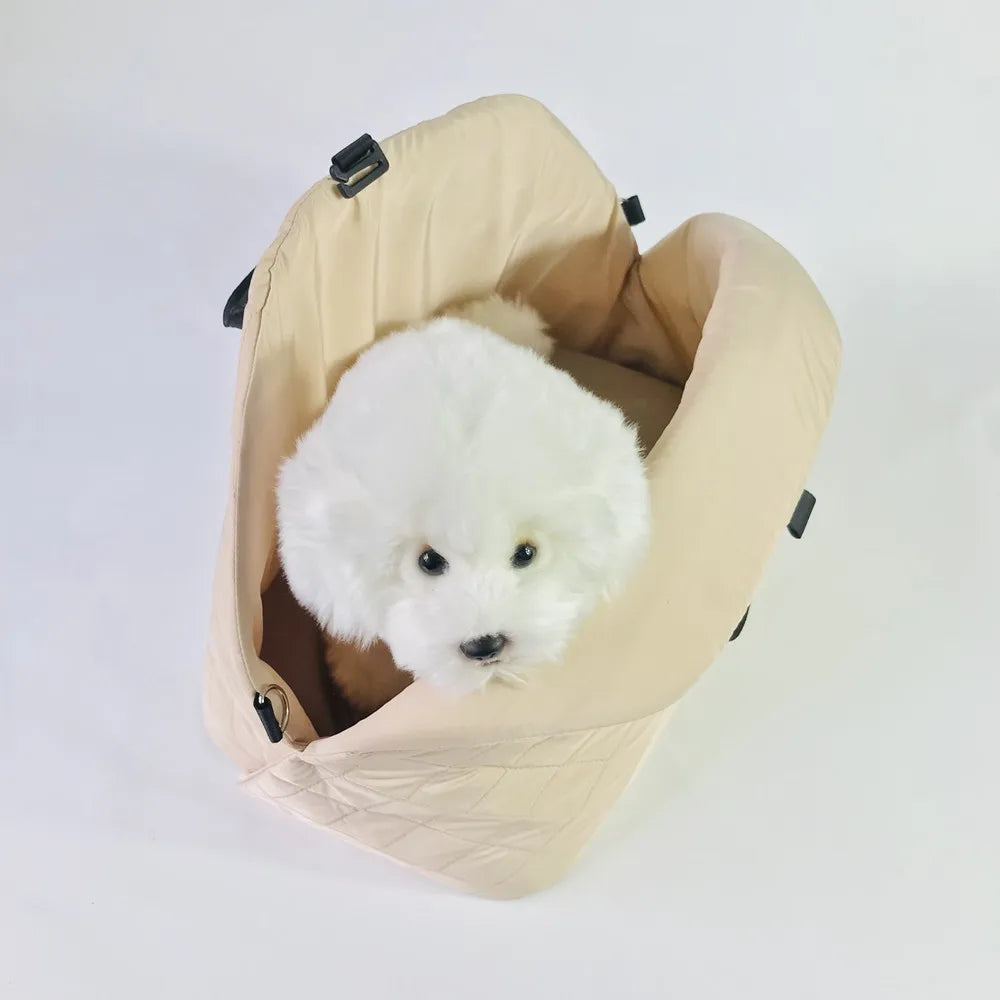 Dog Car Seat Puppy Bed with Adjustable Fixed Strap Non-Slip Bottom Dog Seat for Dog Cat Traveling Carry Supplies Cat Carrier Bag