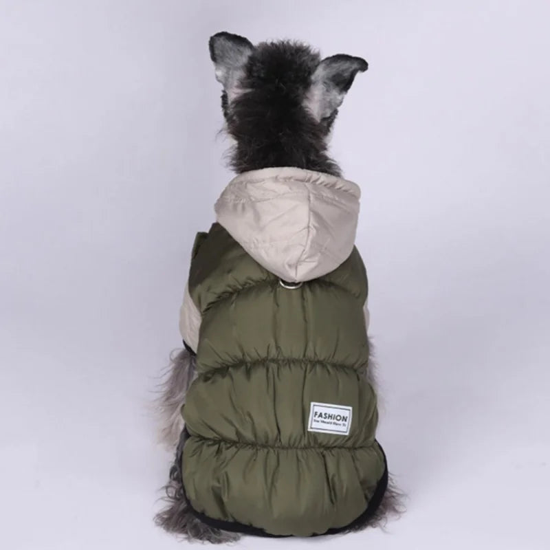 Winter Dog Hooded Coat Thicken Warm Polar Fleece Lining Dog Clothes Windproof Waterproof Dogs Puffer Coats Pet Dogs Cotton Coat