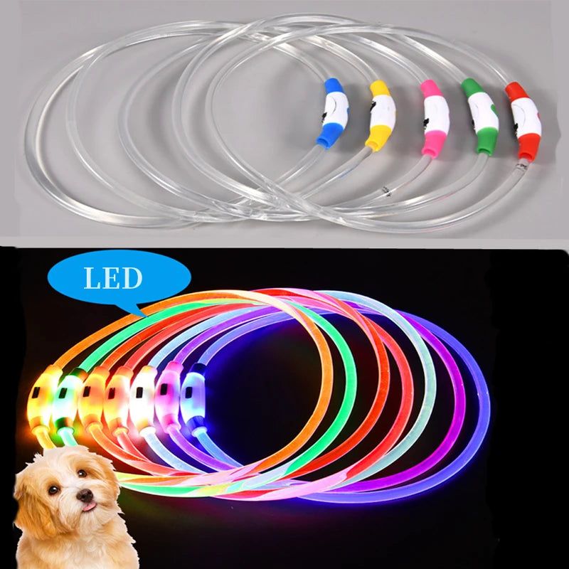 Led Luminous Dog Collar Light USB Charging Necklace, Flashing DIY Glowing Safety Anti Lost Cat Dogs Collar Accessories Supplies