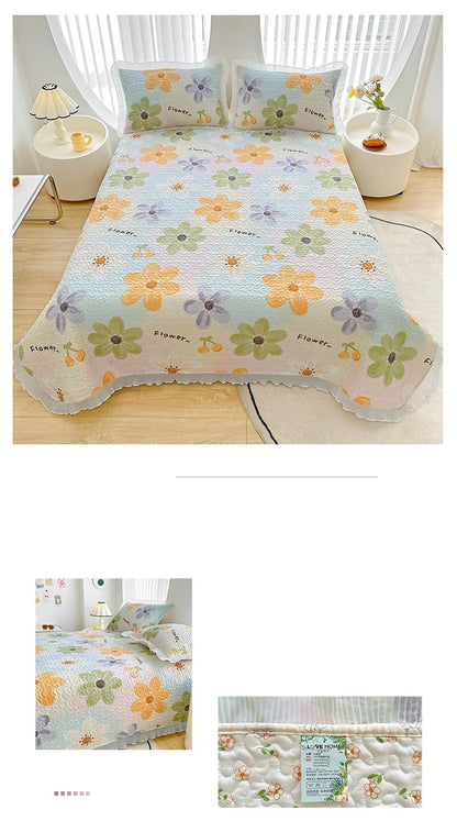 Bed cover,Thicken Bed Cover Floral Style Bedspread Home Bed Linen Double Bedspreads Adults Kids Room Bedsheet cubrecama (No Pillowcase)