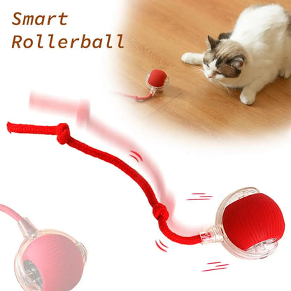 Cat Interactive Ball Toys Automatic Rolling Ball Faux Tail Rechargeable Smart Pet Electric Toy Dog Cat Training Imitate Mouse