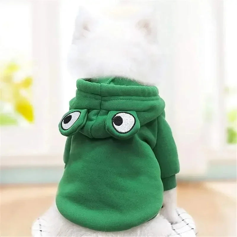 Autumn Winter Cat Hoodies Small Cats Dogs Cute Frog Shaped French Bulldog Puppy Soft Warm Fleece Costume Chihuahua Sweatshirts