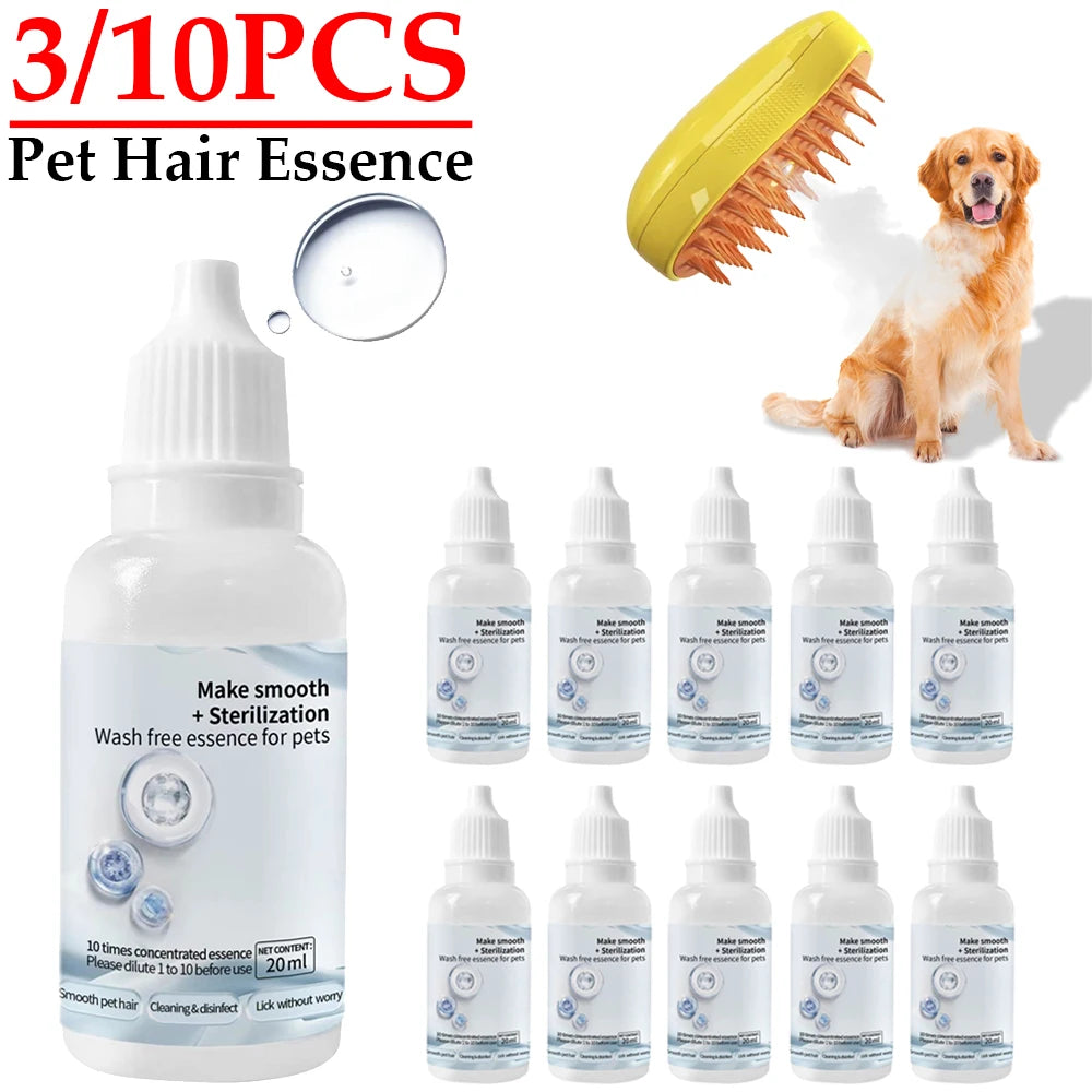 10-3PC Cat Steam Brush Wash Free Essence Hair Serum Animal Grooming Essence Cat Dog Depilation for Cat Steamy Brush Pet Cleaning