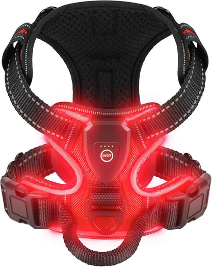 LED Glowing Luminous Dog Harnesses Essential for Dog Walking Safety at Night Dog Vest with Three LED Light Modes Rechargeable