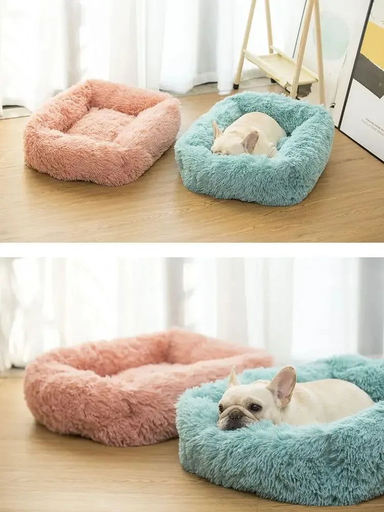 Rectangle Plush Dog Bed Winter Warm Mat Small Medium Big Pet Cat Dog Bed Kennel Puppy Sofacama Cat Cushion Pets Sofa Accessories