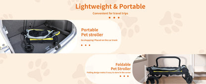 Folding Portable Dog Stroller 2 in 1 Pet Stroller Pushchair Collapsible Dog Travel Crate for Car Seat for Small Dogs and Cats