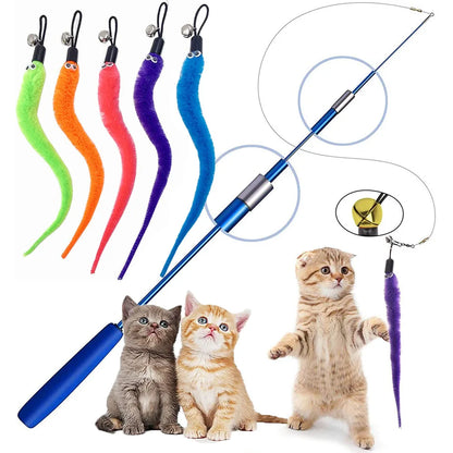 Replace Plush Cat Toy Accessories Worms Replacement Head Funny Cat Stick Pet Toys 5/10/6/11 Pcs