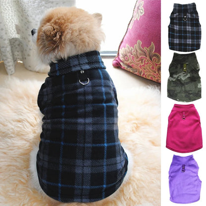 Pet Thickened Warm Clothes Autumn Winter Vest Coat Small Medium Dogs Breathable Soft Costume with Traction Ring