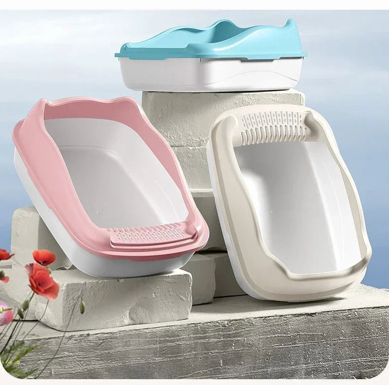 Cat Litter Box for Small Cats Animals Semi Closed Cat Dog Tray with Scoop Excrement Training Sand Litter Box Cat Accessories