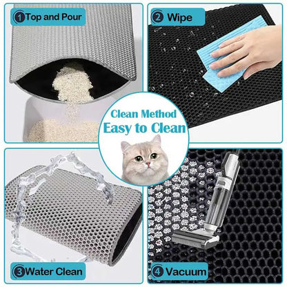 Cat Litter Mat Double Layer Cat Litter Box Waterproof Mat Non-slip Sand Cat Foldable Pad Washable Mat Pet Clean Supplies