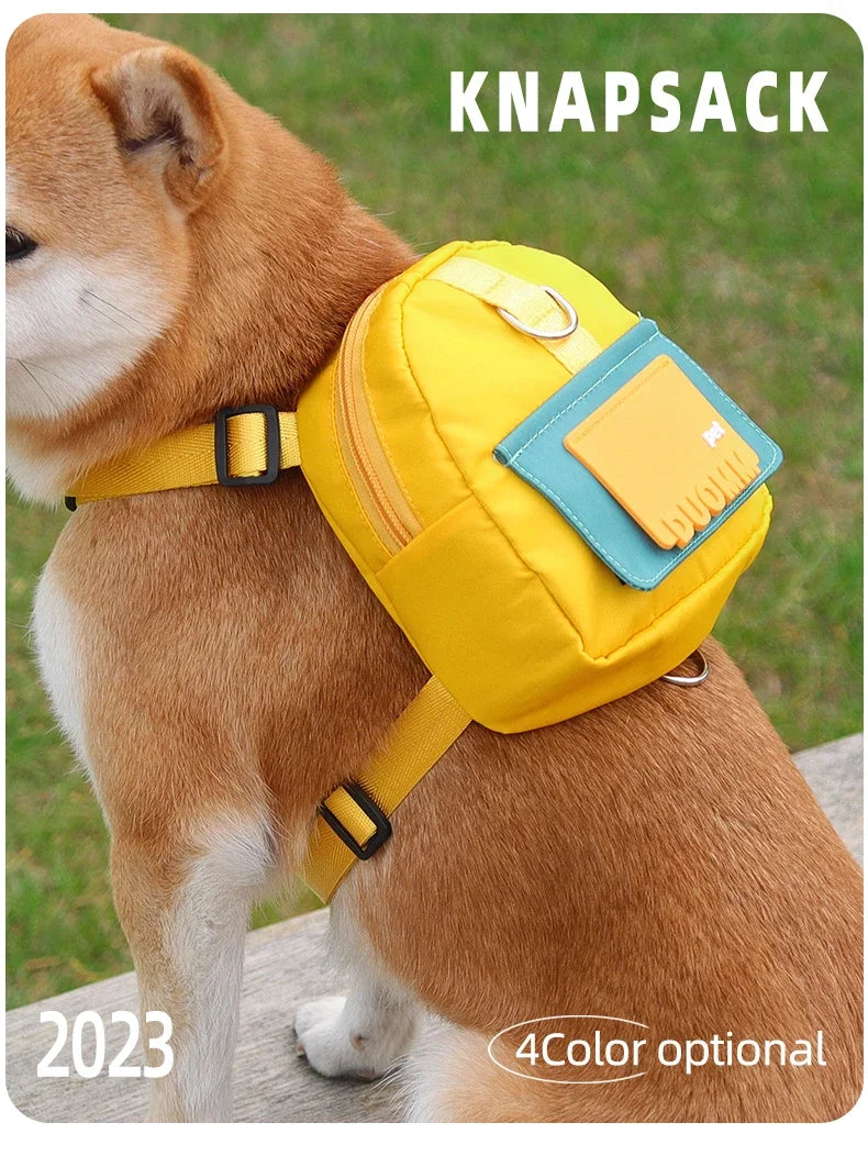 Pet Backpack With Harness Collar Outdoor Travel Portable Dog Training Treat Pouch Puppy Snack Reward Waist Bag Dogs Poop Bags