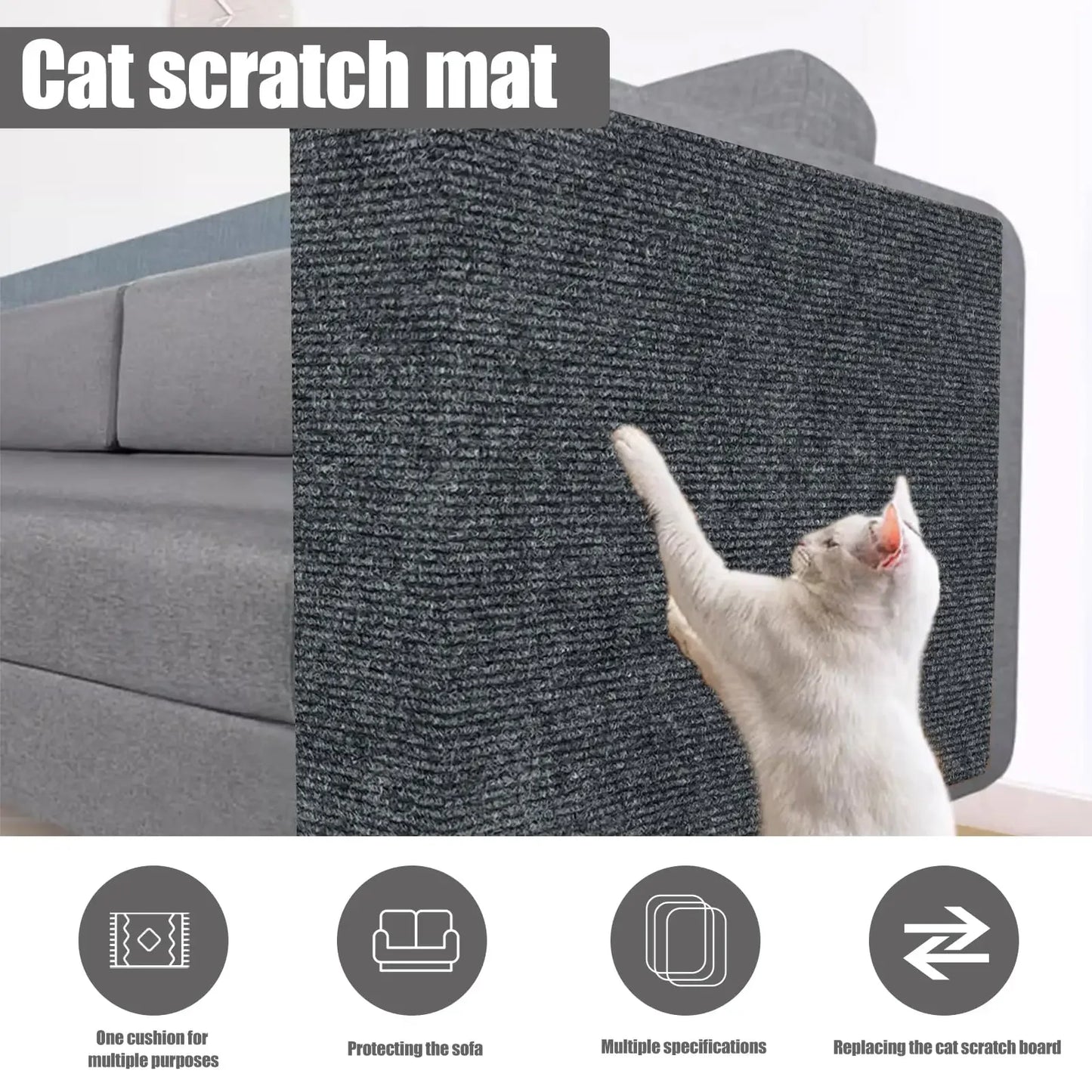 Self-Adhesive Carpet Cats Scratch Board Wall Anti Cat Scratch Sofa Diy Cats Scratch Board Sofa Protection Paws Sharpen Trimmable