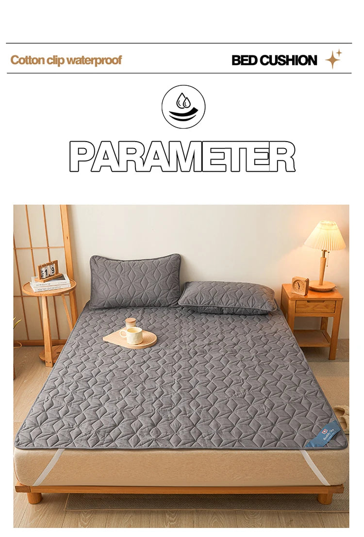 bed Mattress Topper with Elastic Band Quilted Protector Pad Bedspread Winter Mattress Cover for Single/Double Bed 140/160