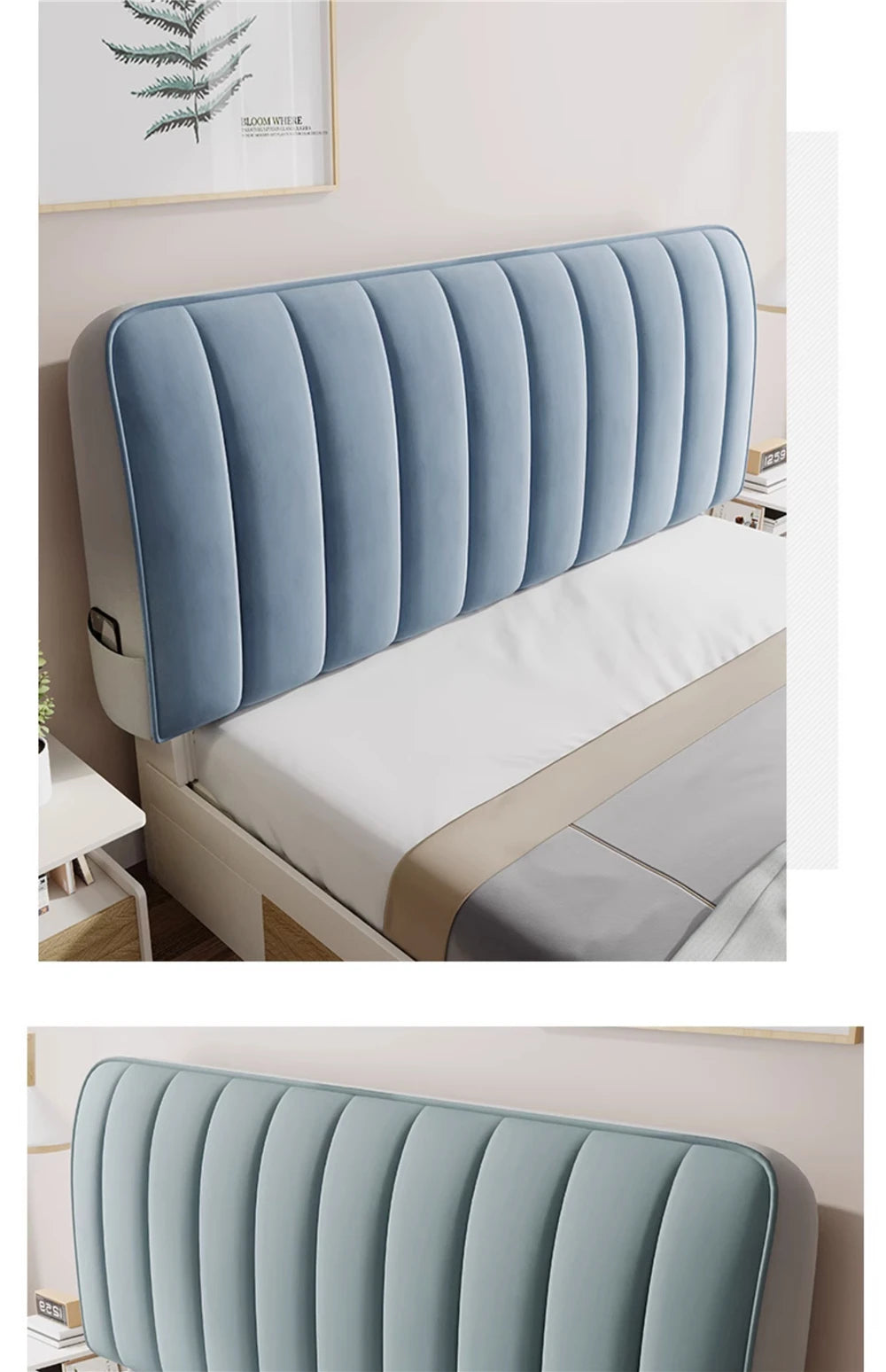 New Arrival High Grade Quilting Soft Plush Headboard Cover Solid Color Gray All-inclusive Soft Velvet Quilted Bed Head Cover