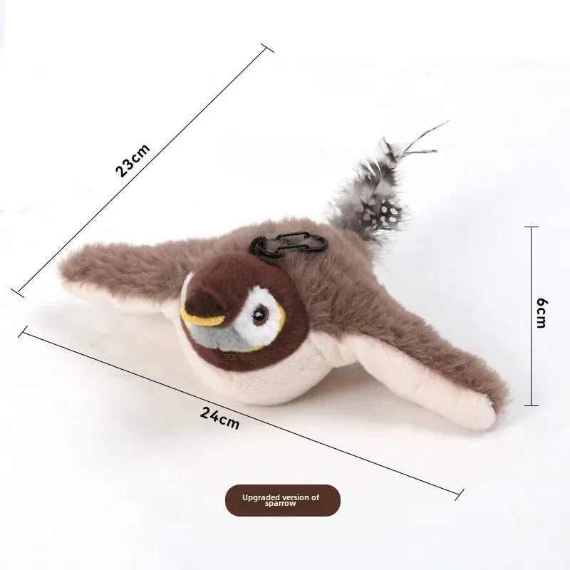 Hot Cat Interactive Toys Catnip Electric Pat Bird (with Catnip) Dog Cats Touch-Activated Squeaky Plush Toy Pet USB Rechargeable