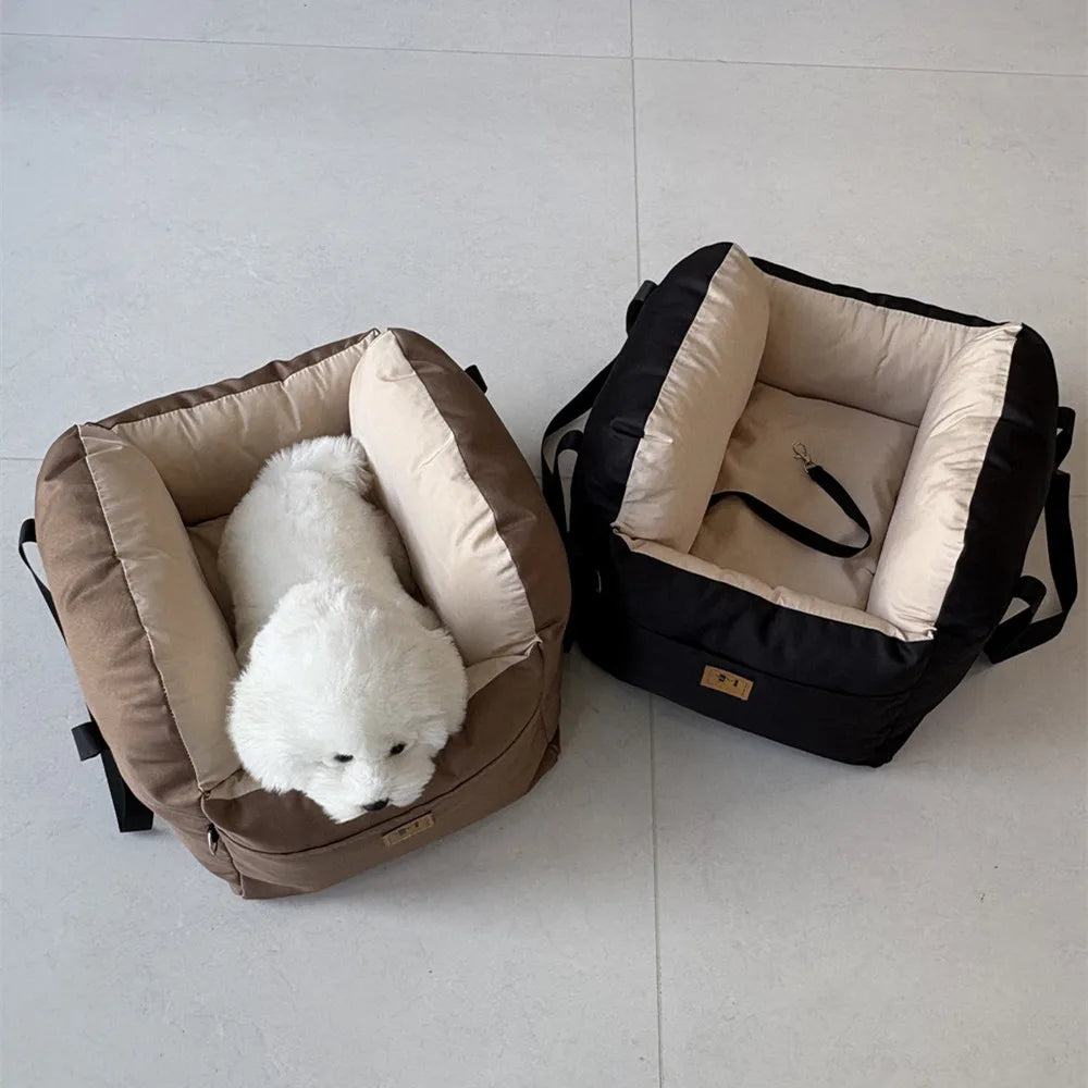 Dog Car SUV Seat Puppy Bed with Adjustable Fixed Strap Non-Slip Bottom Dog Seat for Dog Cat Traveling Carry Supplies Washable