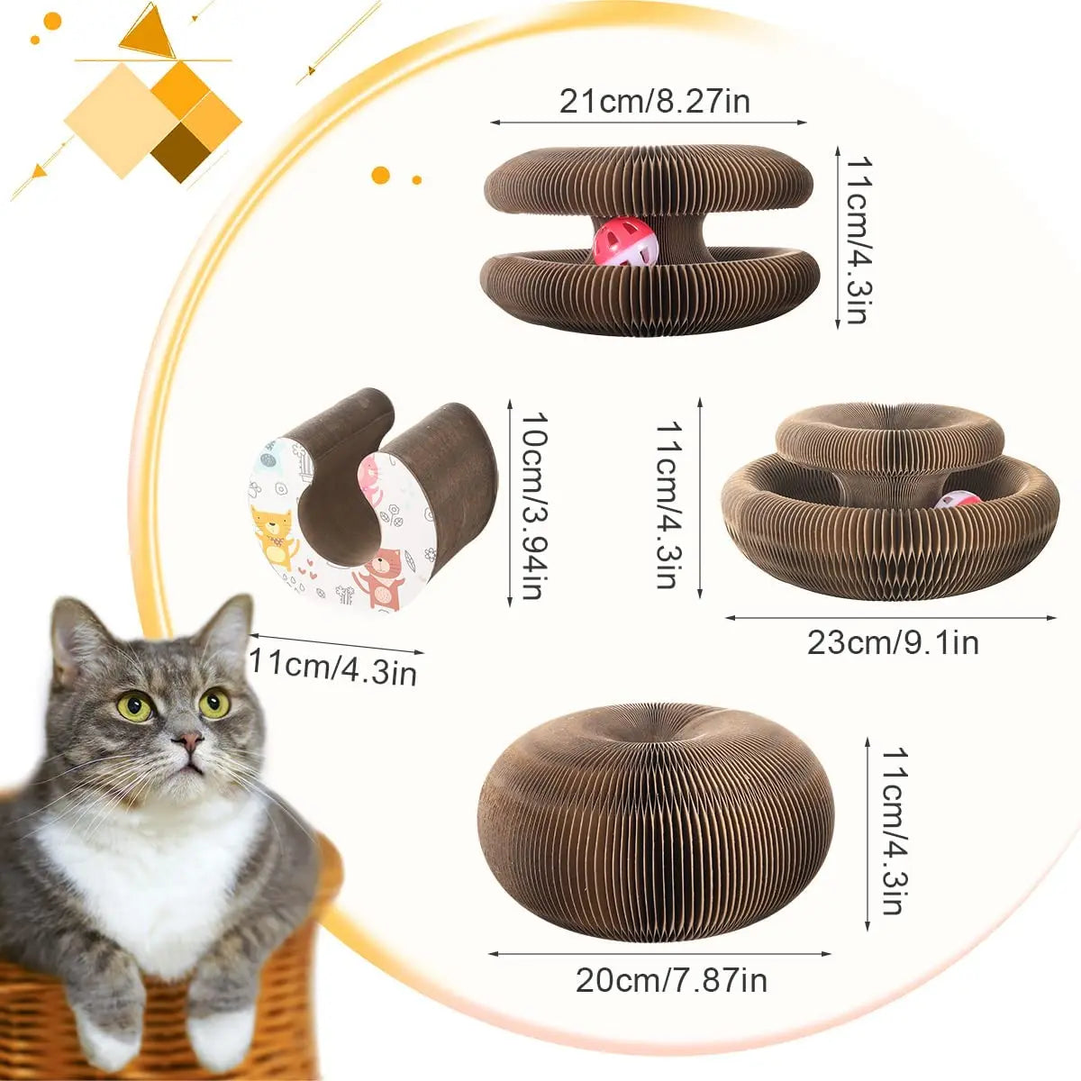 Magic Organ Cat Toy Cats Scratcher Scratch Board Round Corrugated Scratching Post Toys for Cats Grinding Claw Cat Accessories