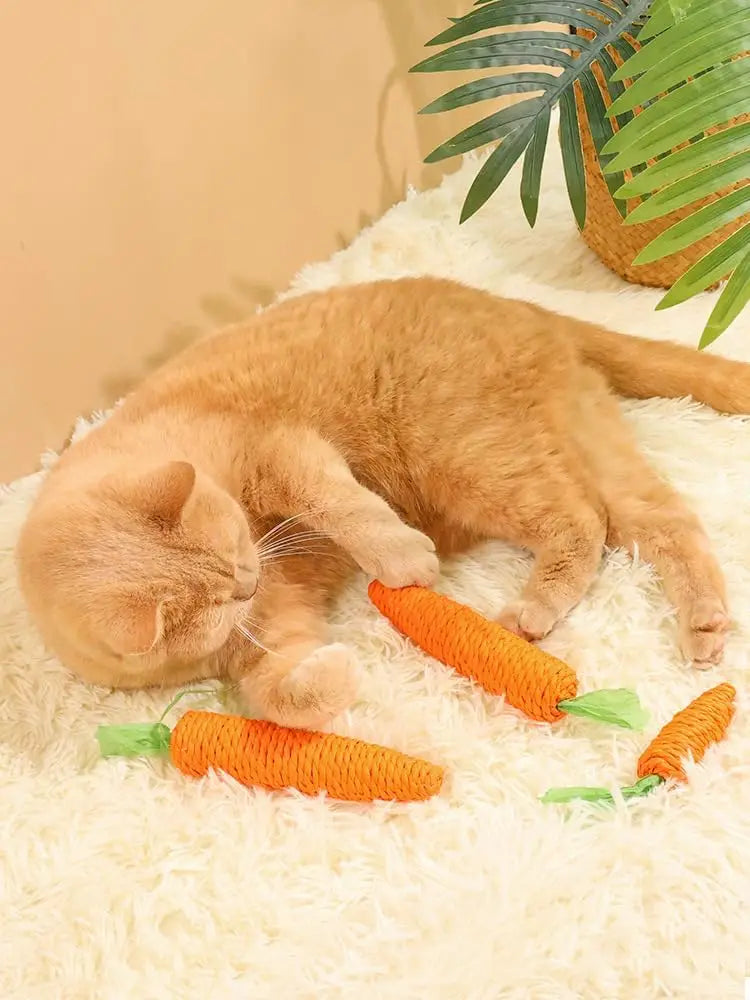 Cat toys self-entertainment carrot teething and cat teasing sticks, bite-resistant and scratch-resistant teething and clawing