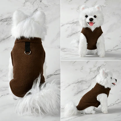 Dog Clothes, Warm Fleece Dogs Clothes Pet Dog Jacket Vest With D-Ring For Small Dog Cats Clothing French Bulldog Costumes Chihuahua Coat