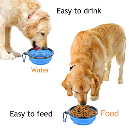 1000ML Collapsible Pet Silicone Dog Food Water Bowl Outdoor Camping Travel Portable Folding Pet Bowl Dishes add Carabiner D0013A