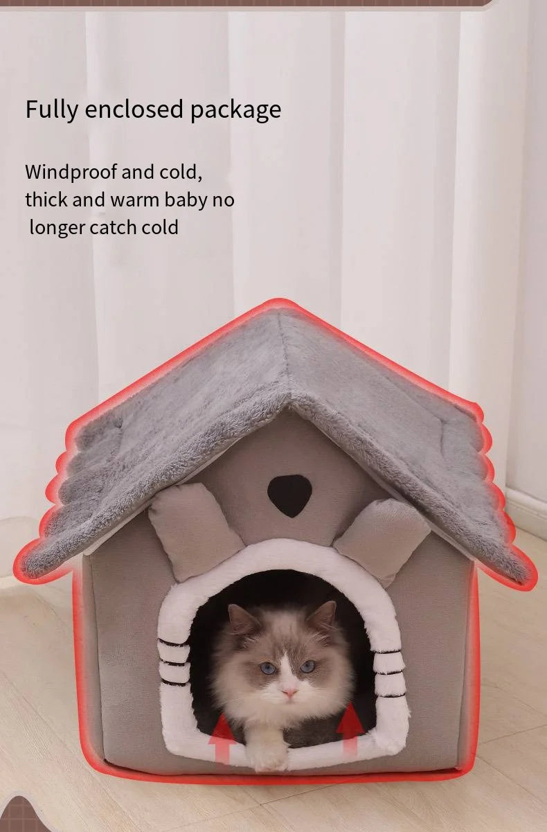 All Seasons Warm Washable Cat Dog House Indoor Soft Removable Cushion Pet Bed Kennel for Small Medium Pets Durable Pet Supplies