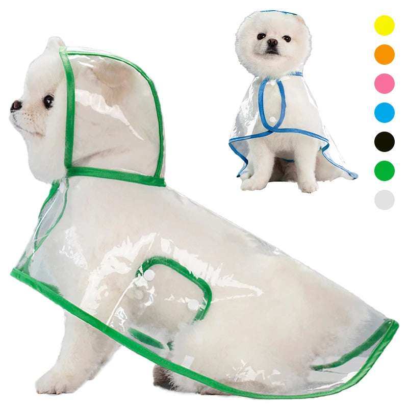 Pet Dog Raincoat Waterproof Pet Clothes Hooded Rain Jacket for Small Medium Dogs Transparent Plastic Puppy Rain Poncho Rainwear