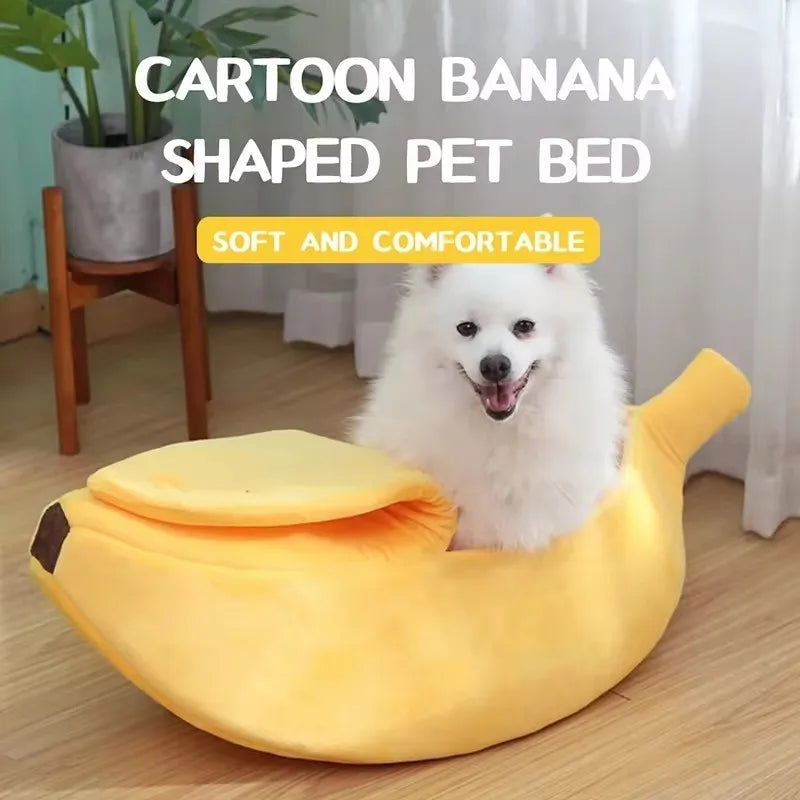 Banana Shaped Pet Bed for Extra Small Dogs and Cats Pet Soft Cushion Washable Pet Banana Bed