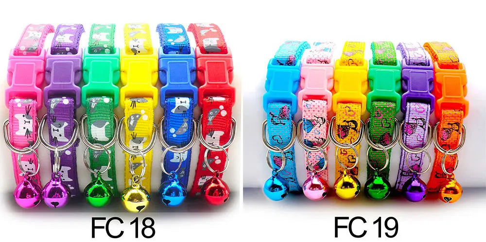 12 Pcs Wholesale Collars for Cat Collar With Bell Adjustable Necklace Cat Puppy Kitten Collar Dropshipping Pet Cats Collar Perro