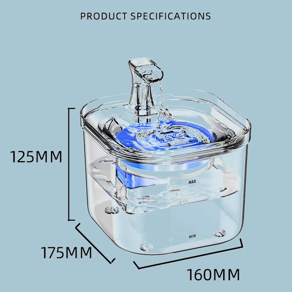 Cats Water Fountain Stainless Steel Auto Running Cat Water Drinker With Filter Motion Sensor Transparent Pets Drinking Dispenser