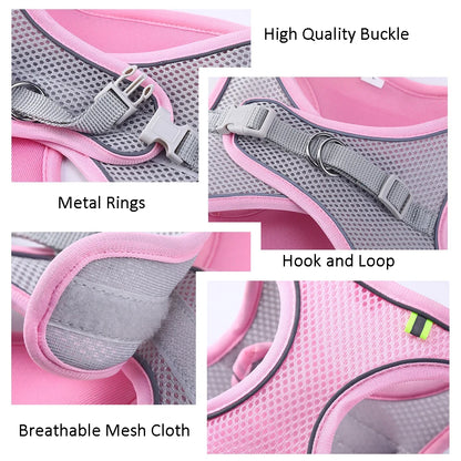 Cat Dog Harness Vest Chest Rope Set Reflective Breathable Adjustable Pet Harness for Small Medium Dogs Outdoor Walking