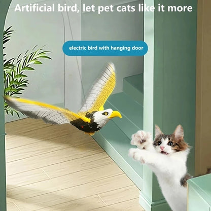 Simulation Bird Interactive Cat Toys Electric Hanging Eagle Flying Bird Cat Teasering Play Cat Stick Scratch Rope Pet Toys