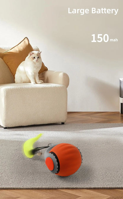 Cat Interactive Ball Toys Automatic Rolling Ball Faux Tail Rechargeable Smart Pet Electric Toy Dog Cat Training Imitate Mouse