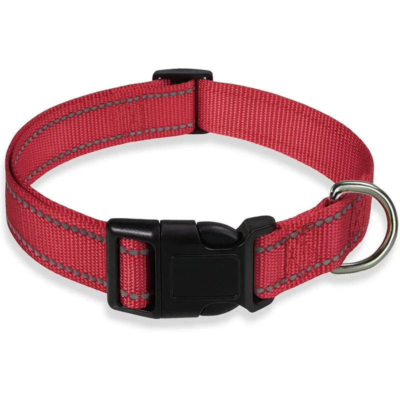 Reflective Dog Collar Strap With Adjustable Safety Nylon Pet Collar Pet Traction Rope Suitable For Small And Medium-Sized Pets