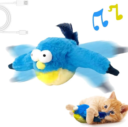 Interactive Cat Toy Chirping Bird , 2025 New Rechargeable Interactive Flapping Chirping Bird Cat Toy, Bird Catnip Toys Cat games