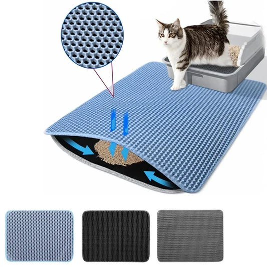 Cat Litter Mat Non Slip Big Pet Litter Box Filter Mat Double Layer Wear Resistant Waterproof Cat Litter Mat Pet Clean Supplies