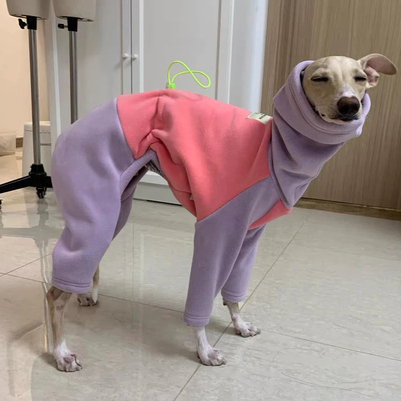 Fashion Fleece Sweatshirt for Whipbit Luxury Soft 4-legged High-Neck Windproof Coat for Italy Greyhound Terrier Jumpsuit