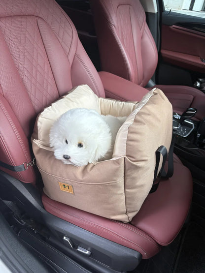 Dog Car SUV Seat Puppy Bed with Adjustable Fixed Strap Non-Slip Bottom Dog Seat for Dog Cat Traveling Carry Supplies Washable