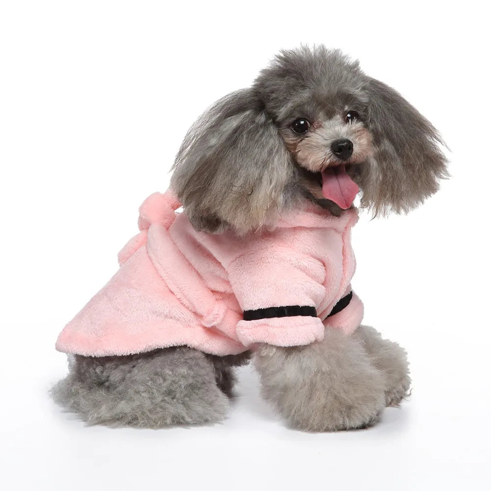 Pet Dog Bathrobe with Hood Dog Pajamas Sleeping Clothes Soft Pet Bath Drying Towel Clothes For Puppy Dogs Cats Coat Pet Supplies