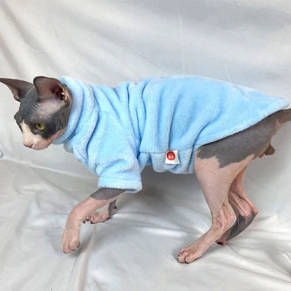 Sphynx Cat Sweater Coat Turtleneck Winter Warm Hairless Cat Clothes Soft Fluff Pullover Shirt Puppy Jacket Chihuahua Clothing