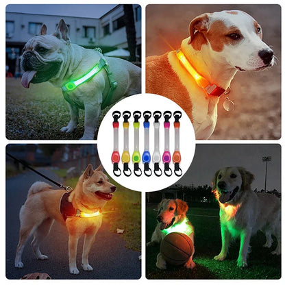 Waterproof Dog Anti-Lost Safety Glowing Collar,Multi-Color Pendants and Outdoor-Ready Flashing LED Light Strip, Night Visibility