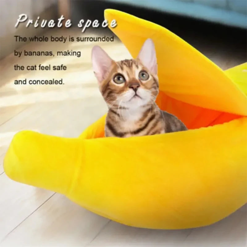 Banana Shaped Pet Bed for Extra Small Dogs and Cats Pet Soft Cushion Washable Pet Banana Bed