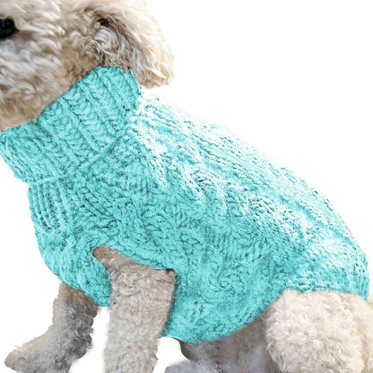 New Pet Small Pet Dog Clothes Sweater Fashion Autumn Winter Solid Fried Dough Twists Knitting Warm Comfort Clothing