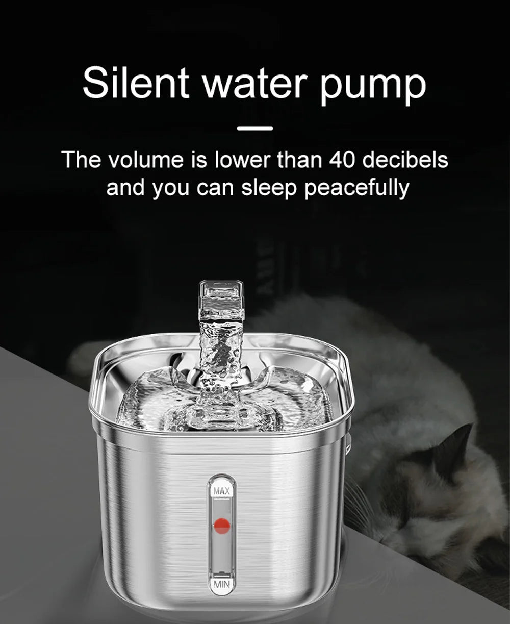 Cats Water Fountain Stainless Steel Auto Running Cat Water Drinker With Filter Motion Sensor Transparent Pets Drinking Dispenser