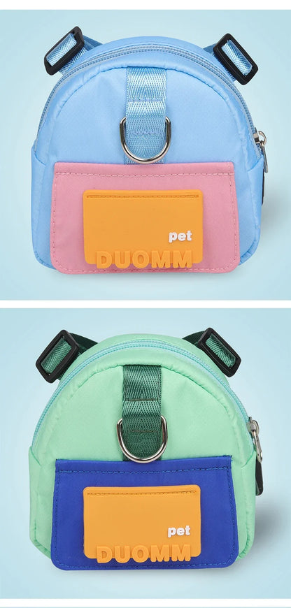 Pet Backpack With Harness Collar Outdoor Travel Portable Dog Training Treat Pouch Puppy Snack Reward Waist Bag Dogs Poop Bags