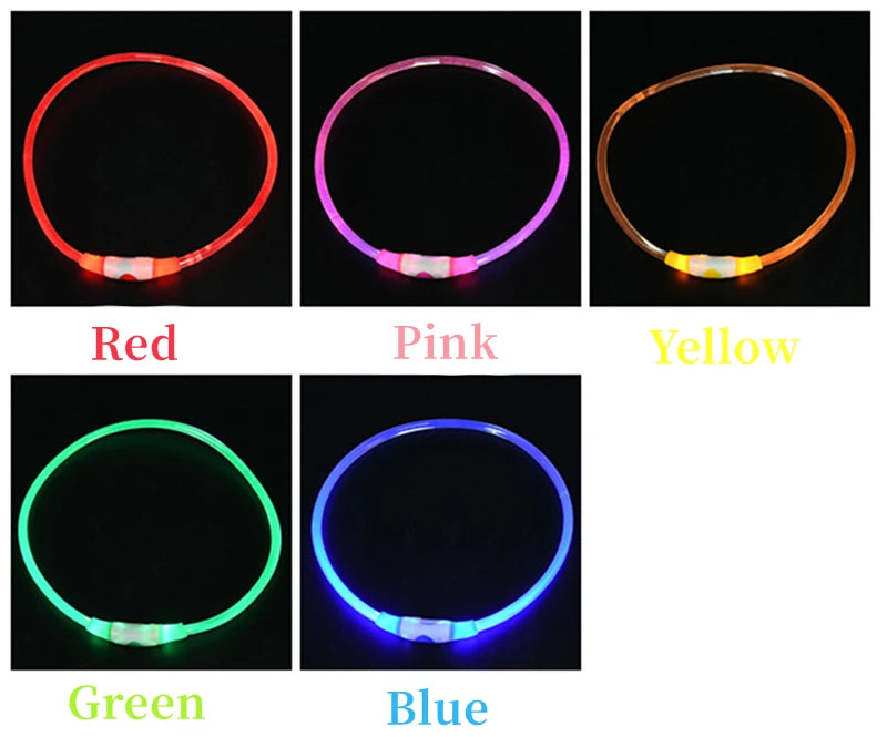 Led Luminous Dog Collar Light USB Charging Necklace, Flashing DIY Glowing Safety Anti Lost Cat Dogs Collar Accessories Supplies