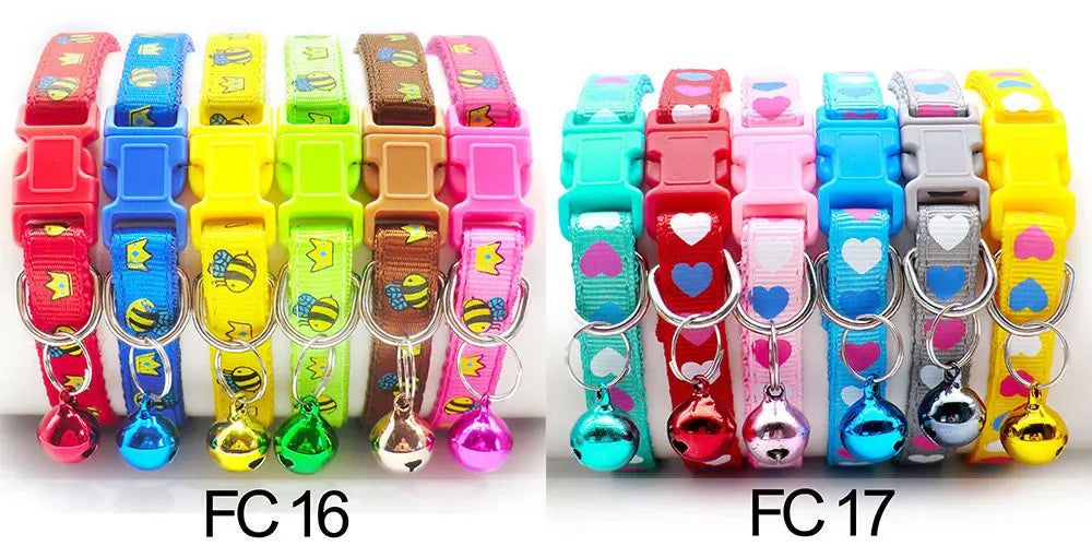 12 Pcs Wholesale Collars for Cat Collar With Bell Adjustable Necklace Cat Puppy Kitten Collar Dropshipping Pet Cats Collar Perro