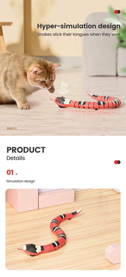 Smart Sensing Snake Cat Toys Electric Interactive Toys for Cats USB Charging Cat Accessories for Pet Dogs Game Play Toy